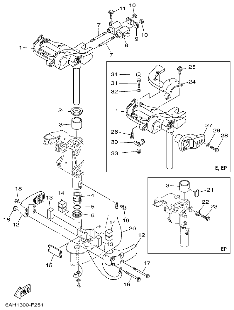 Yamaha F15C BRACKET 3 parts diagram
