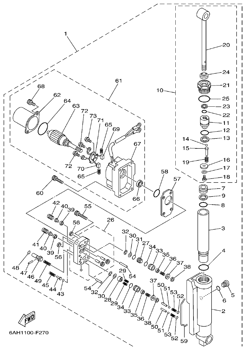 Yamaha F15C POWER TILT ASSY parts diagram