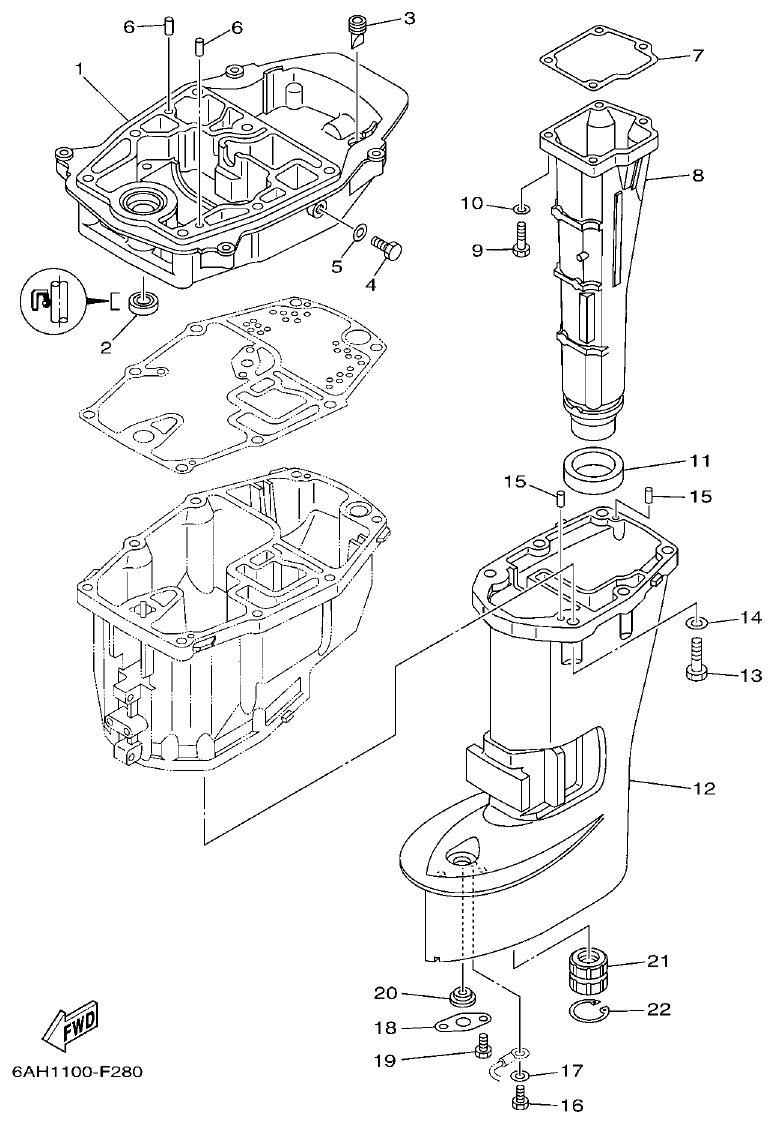 Yamaha F15C UPPER CASING parts diagram