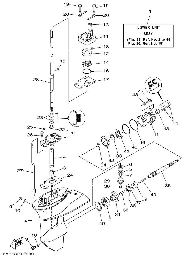 Yamaha F15C LOWER CASING & DRIVE 1 parts diagram