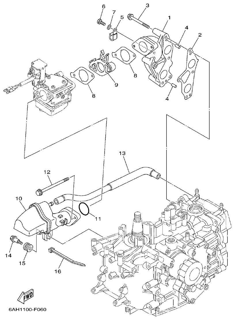 Yamaha F15C INTAKE parts diagram
