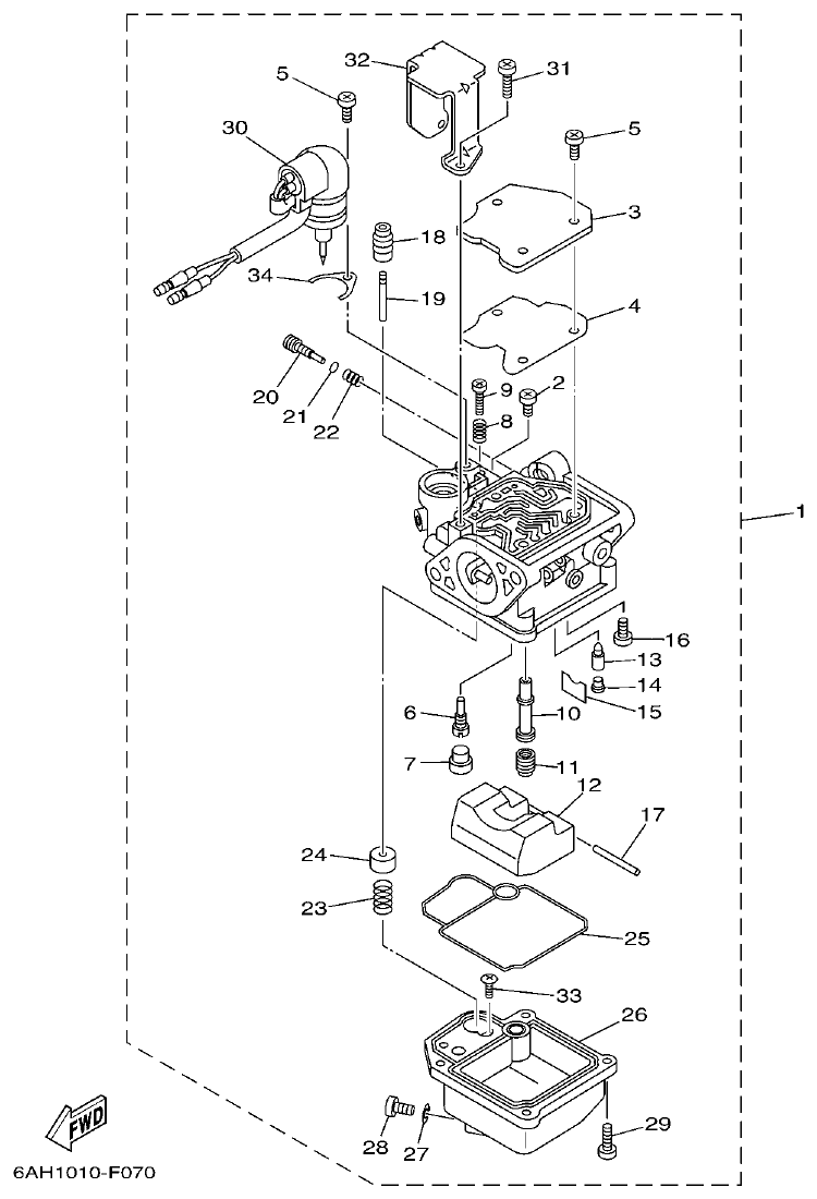 Yamaha F15C CARBURETOR parts diagram