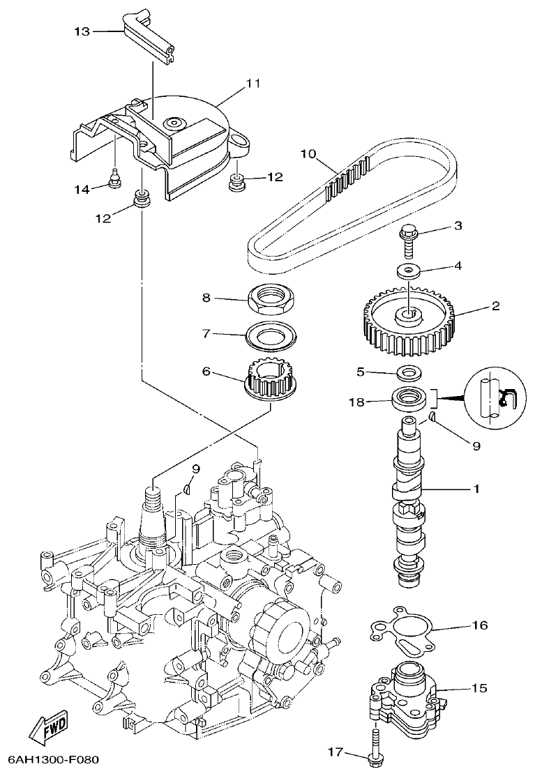 Yamaha F15C OIL PUMP parts diagram