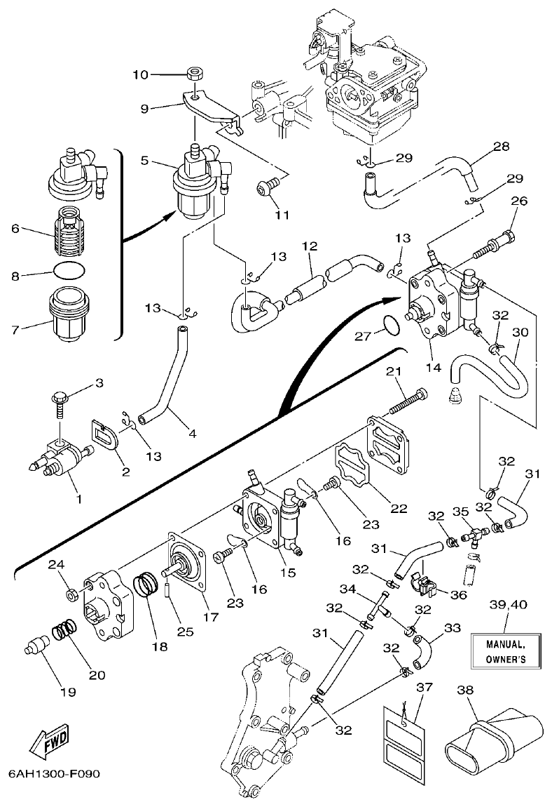 Yamaha F15C FUEL parts diagram