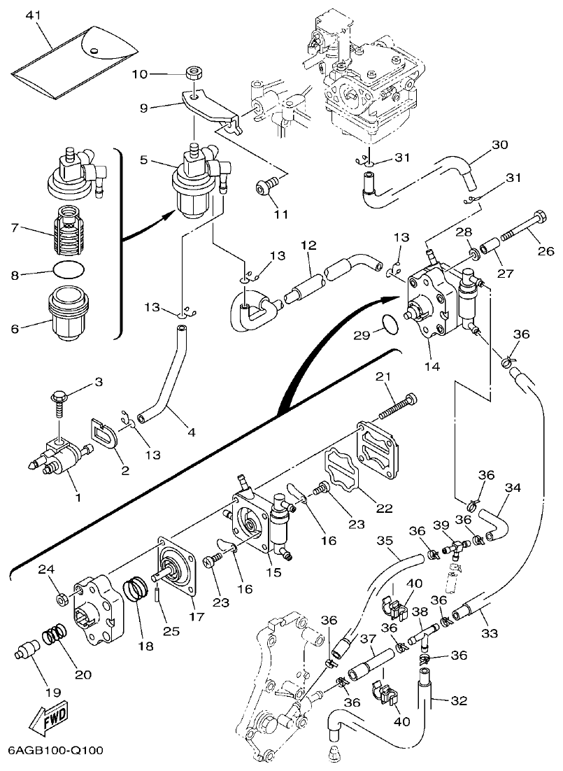 Yamaha 20 FUEL parts diagram