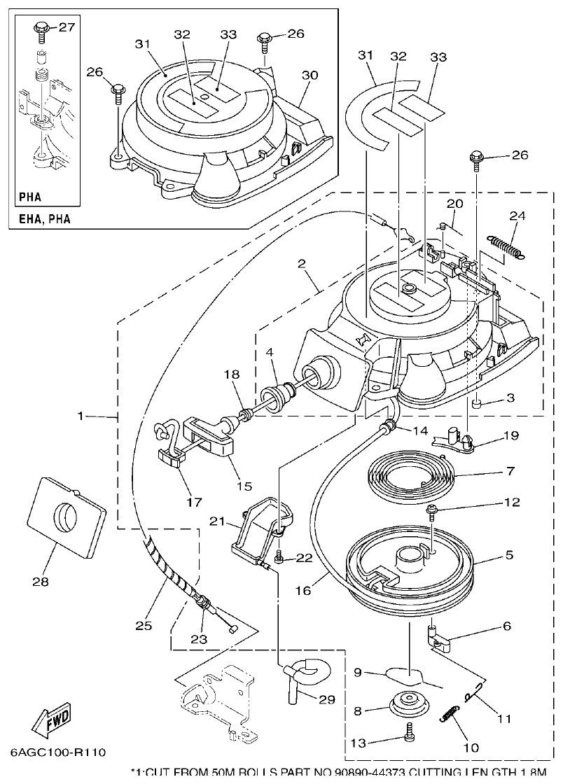 Yamaha 20 STARTER parts diagram