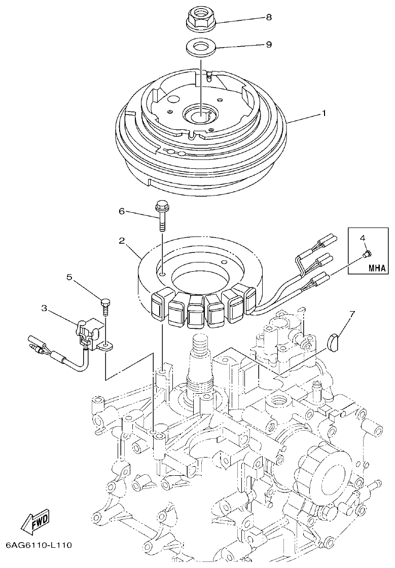 Yamaha 20 GENERATOR parts diagram