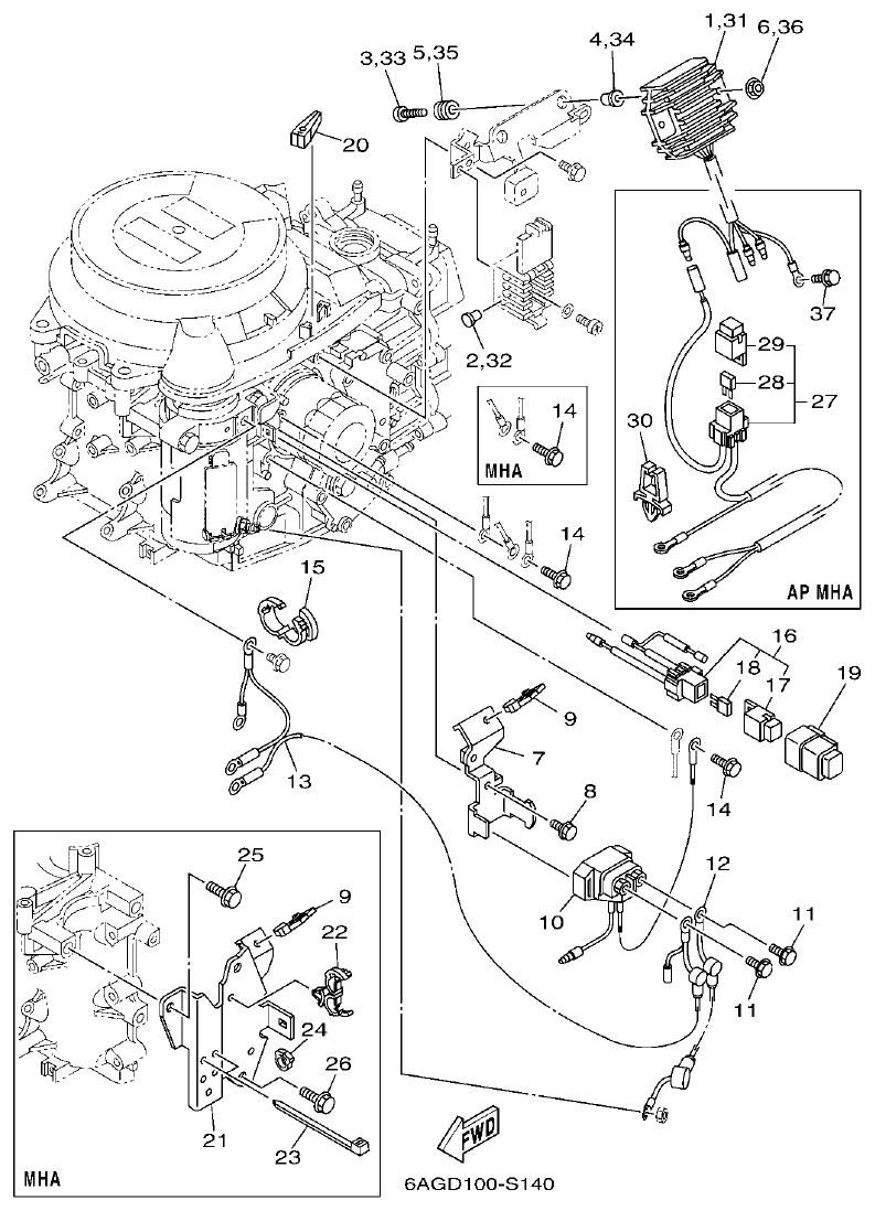 Yamaha 20 ELECTRICAL 2 parts diagram