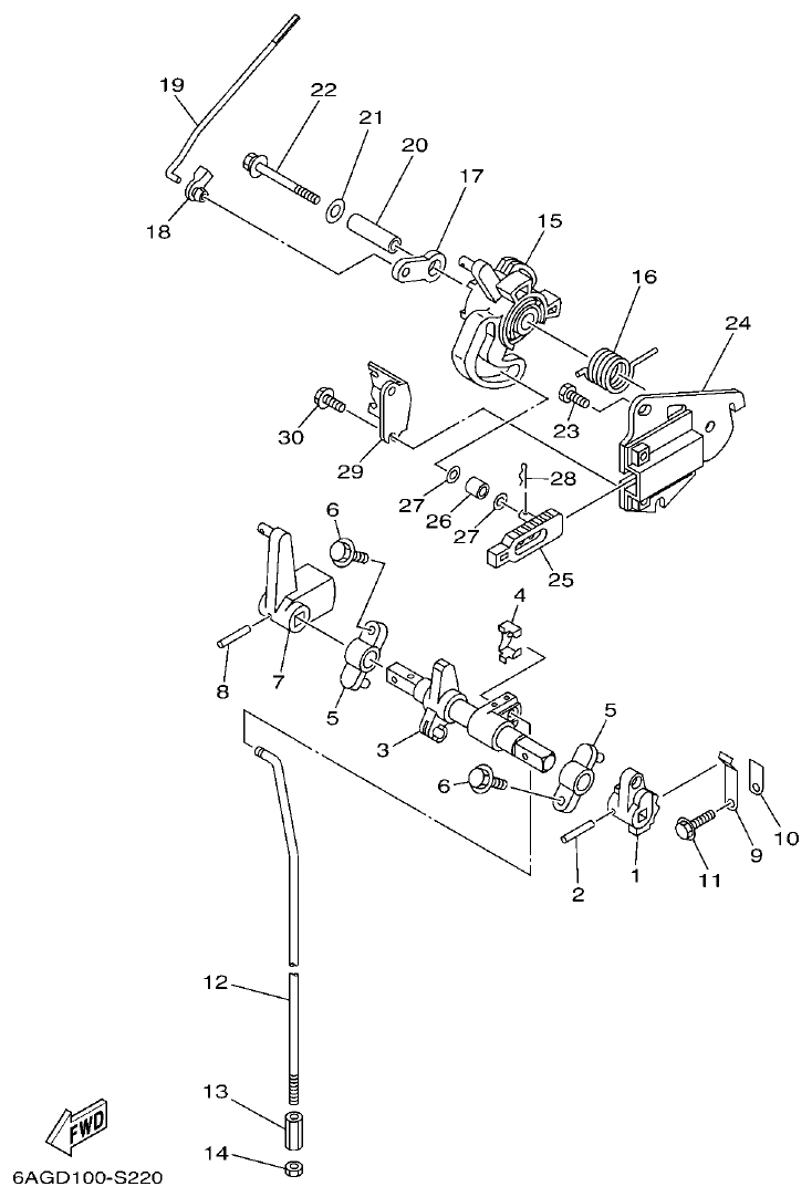 Yamaha 20 CONTROL parts diagram