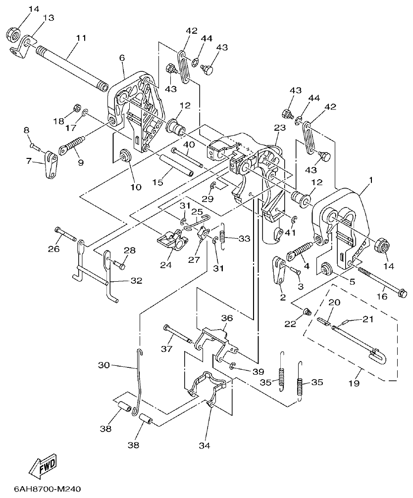 Yamaha 20 BRACKET 1 parts diagram