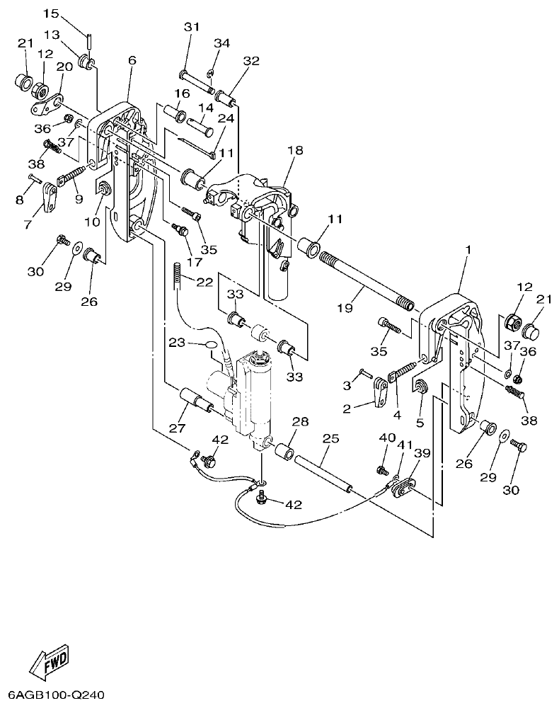 Yamaha 20 BRACKET 2 parts diagram