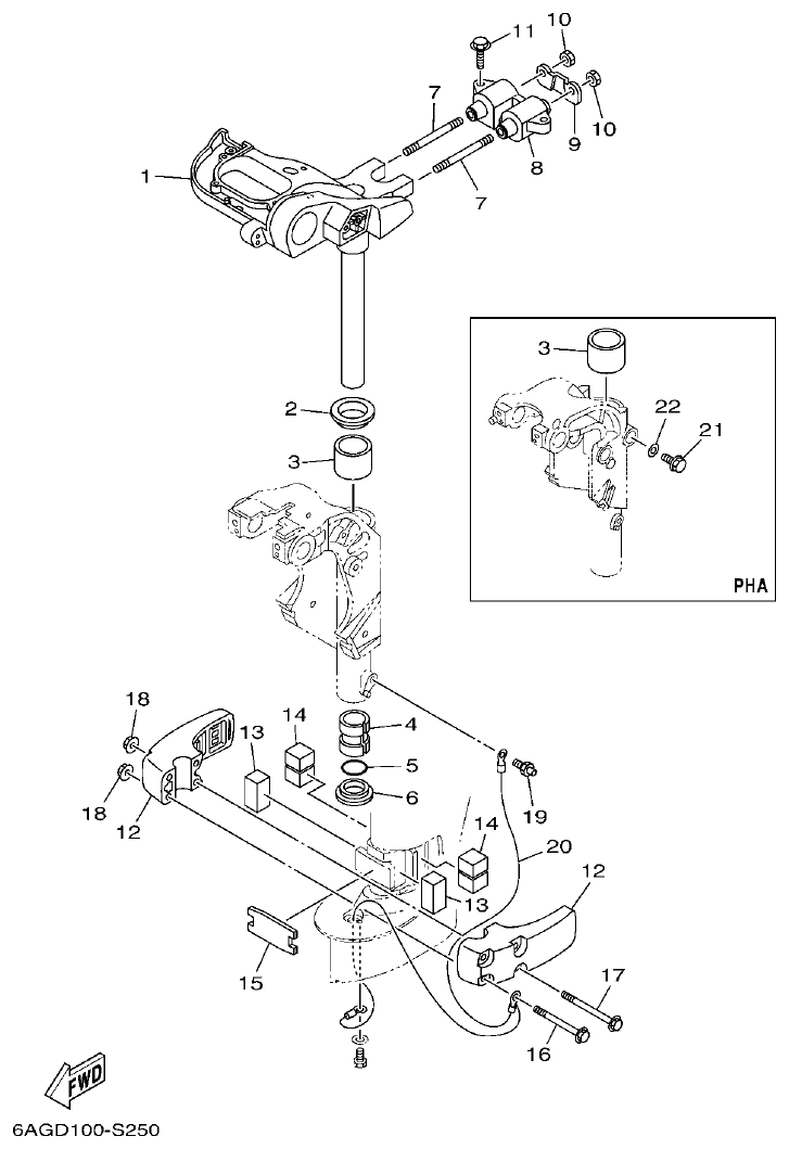 Yamaha 20 BRACKET 3 parts diagram
