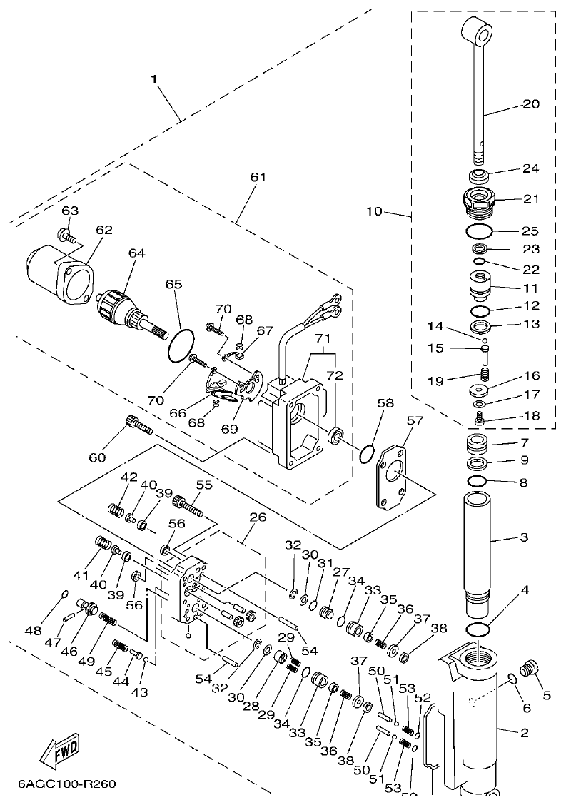 Yamaha 20 POWER TILT ASSY parts diagram