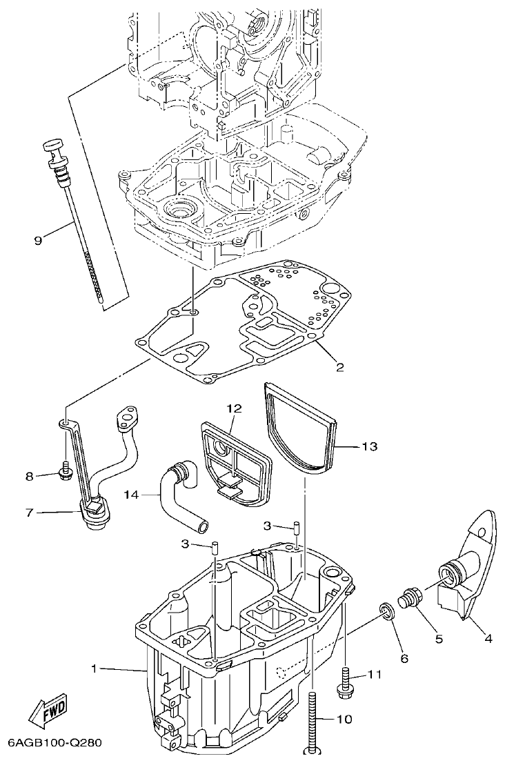 Yamaha 20 OIL PAN parts diagram