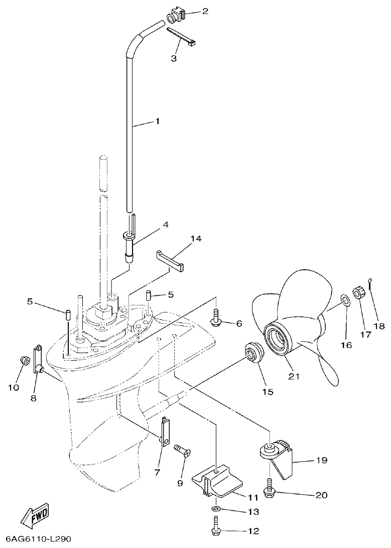 Yamaha 20 LOWER CASING & DRIVE 2 parts diagram