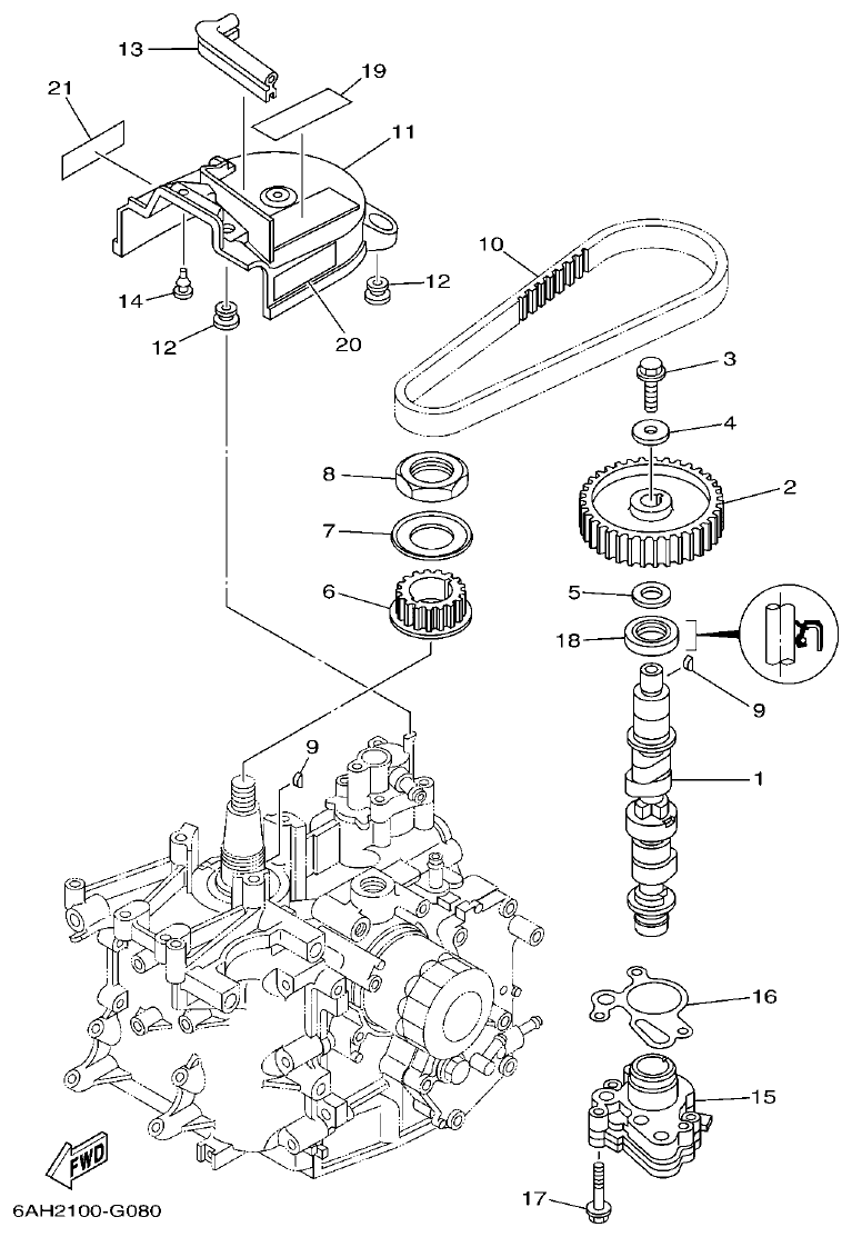 Yamaha 20 OIL PUMP parts diagram