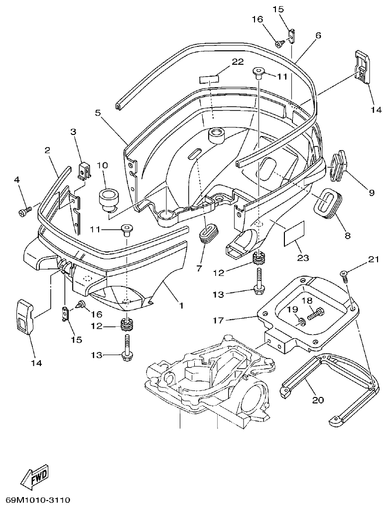 Yamaha 5AMH BOTTOM COWLING parts diagram