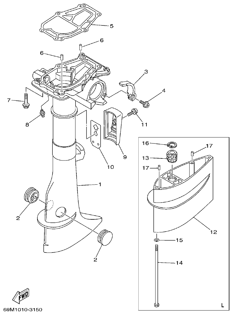 Yamaha 5AMH UPPER CASING parts diagram