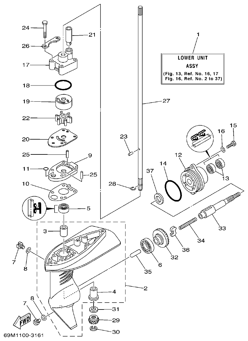 Yamaha 5AMH LOWER CASING. DRIVE 1 parts diagram
