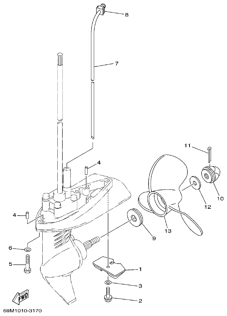 Yamaha 5AMH LOWER CASING. DRIVE 2 parts diagram