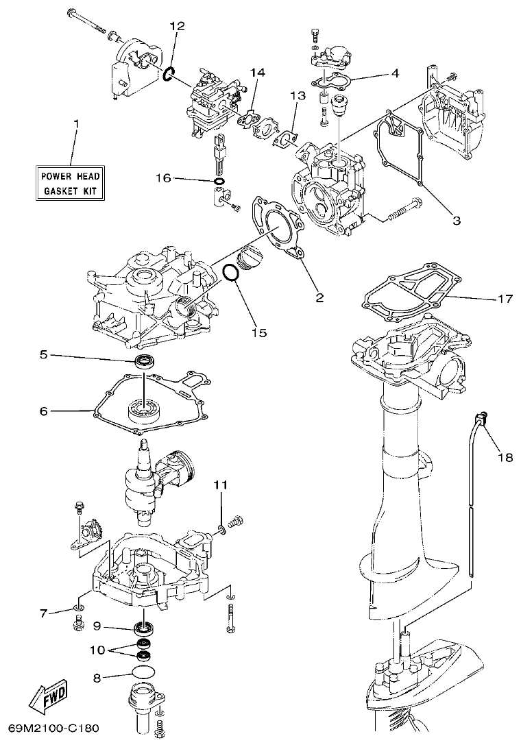 Yamaha 5AMH REPAIR KIT 1 parts diagram