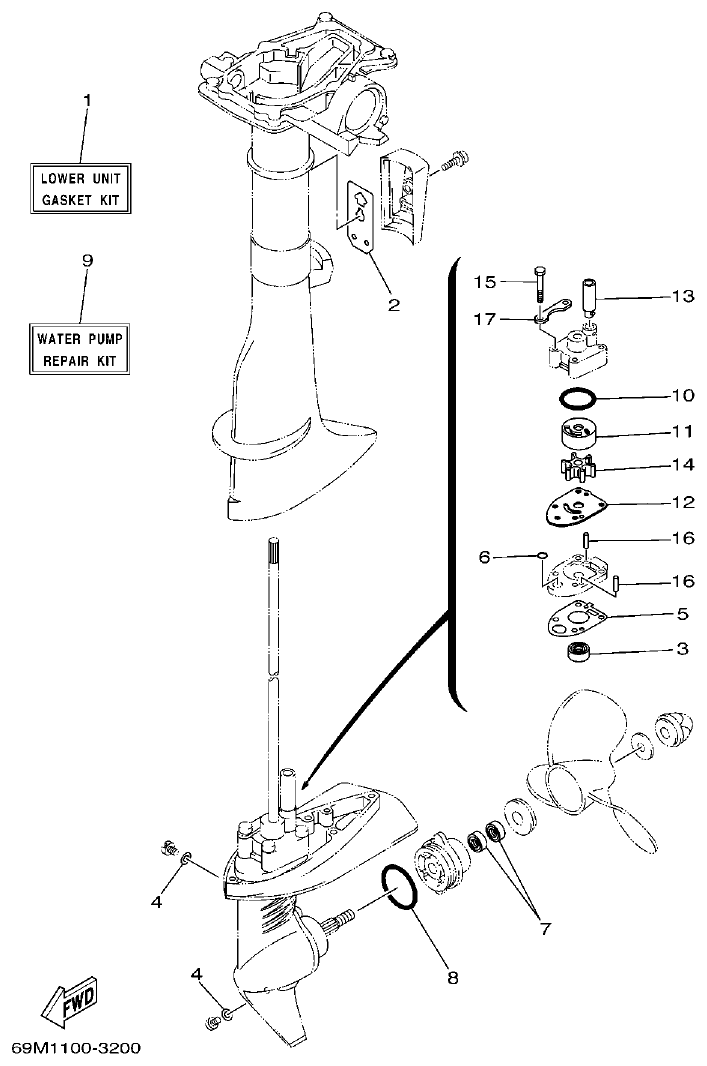 Yamaha 5AMH REPAIR KIT 3 parts diagram