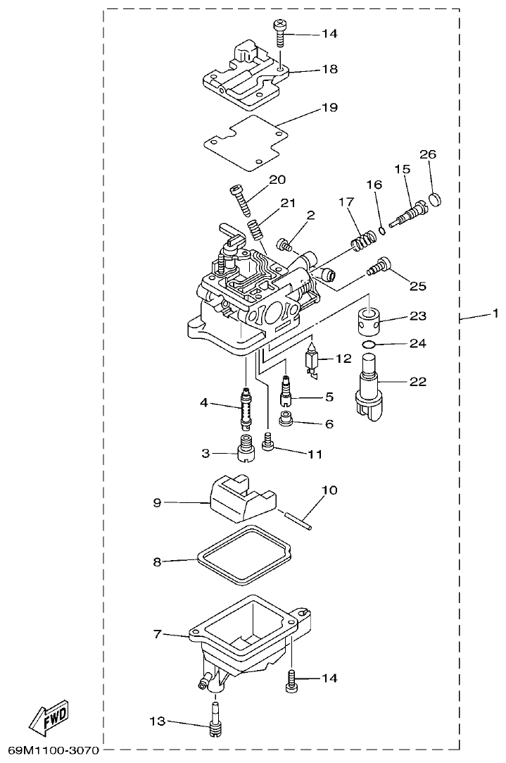 Yamaha 5AMH CARBURETOR parts diagram