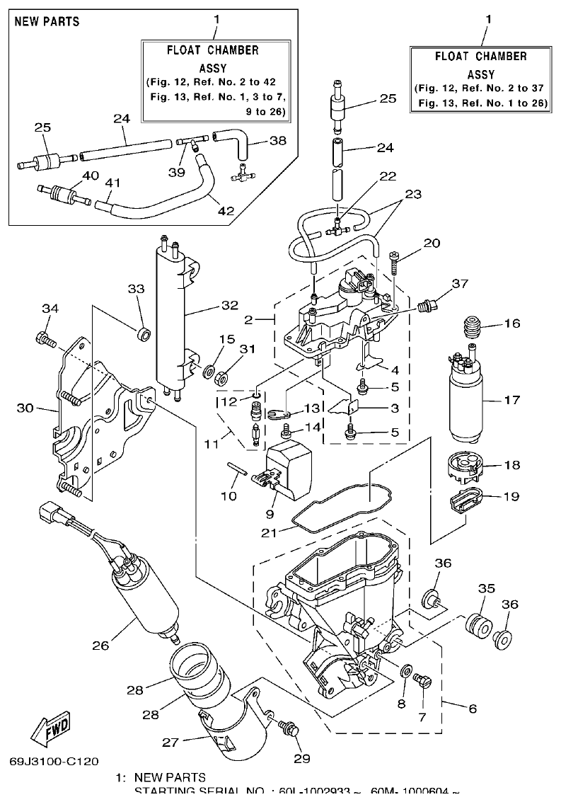 Yamaha F200A, F225A, FL200A, FL225A, F225AET, F200AET, FL225AET, FL200AET FUEL INJECTION PUMP 1 parts diagram