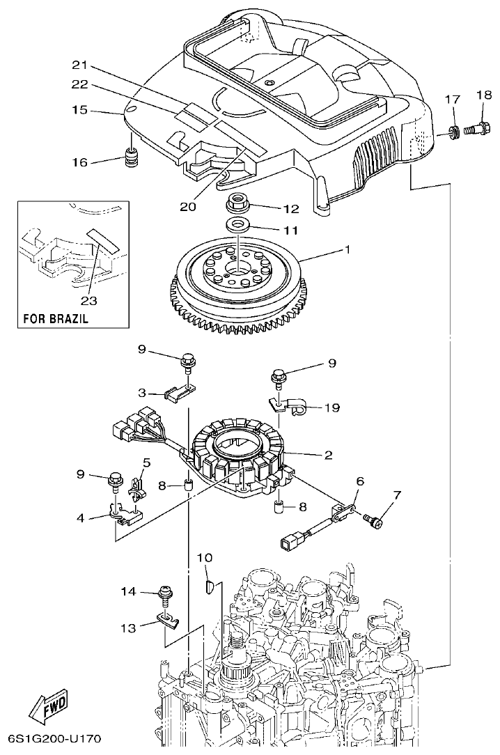 Yamaha F200BET, FL200BET GENERATOR parts diagram