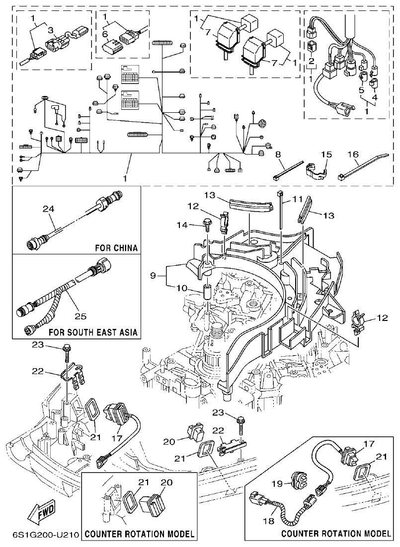 Yamaha F200BET, FL200BET ELECTRICAL 4 parts diagram