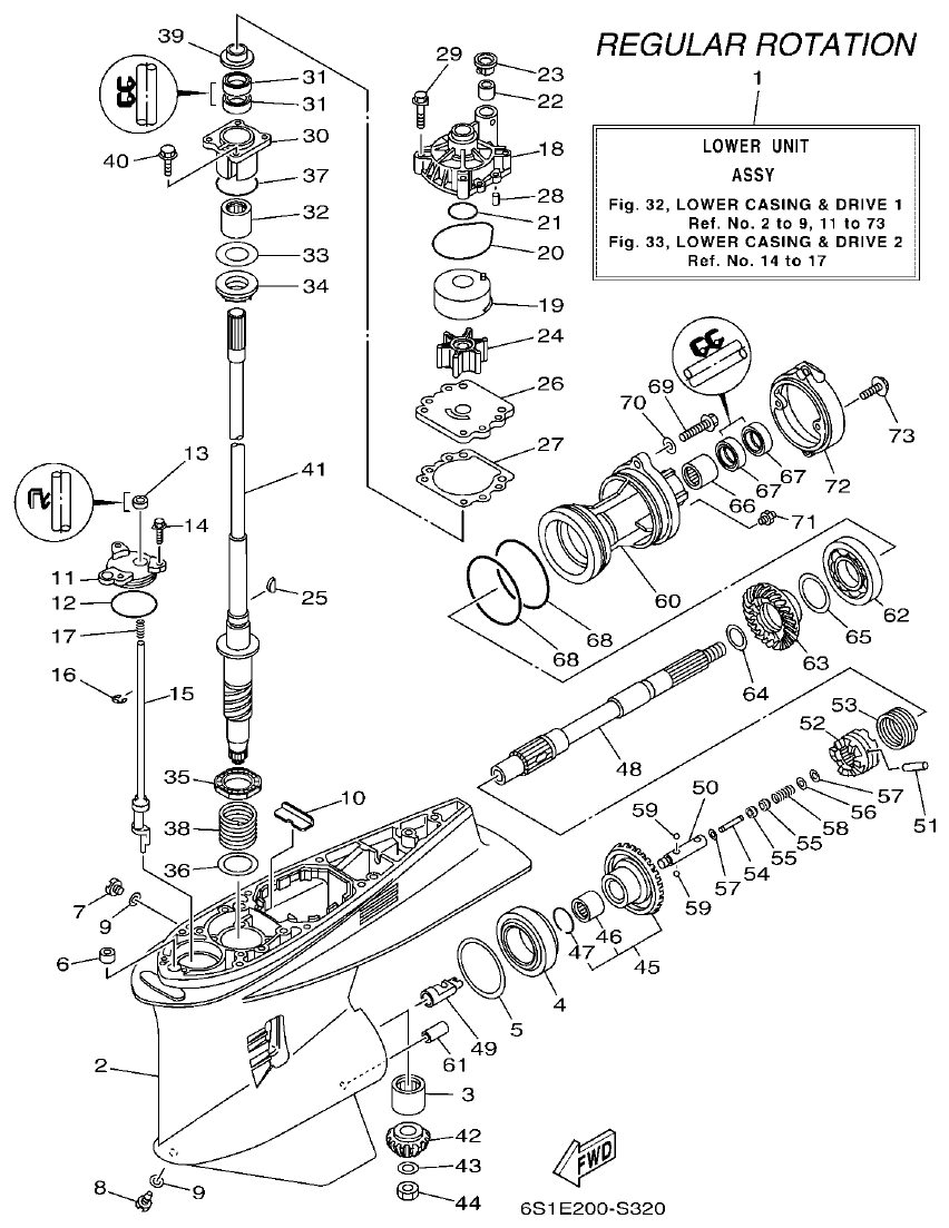 Yamaha F200BET, FL200BET LOWER CASING & DRIVE 1 parts diagram