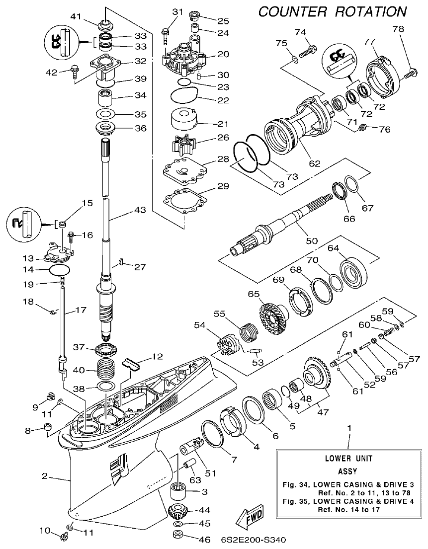 Yamaha F200BET, FL200BET LOWER CASING & DRIVE 3 parts diagram
