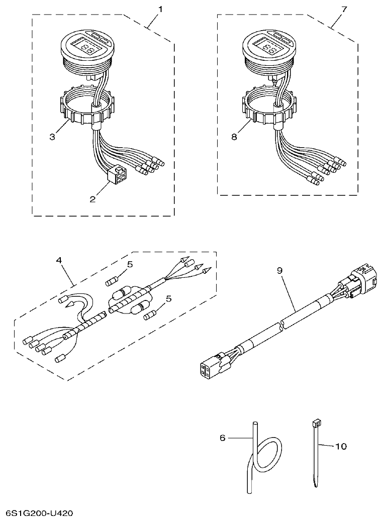 Yamaha F200BET, FL200BET METER 1 parts diagram