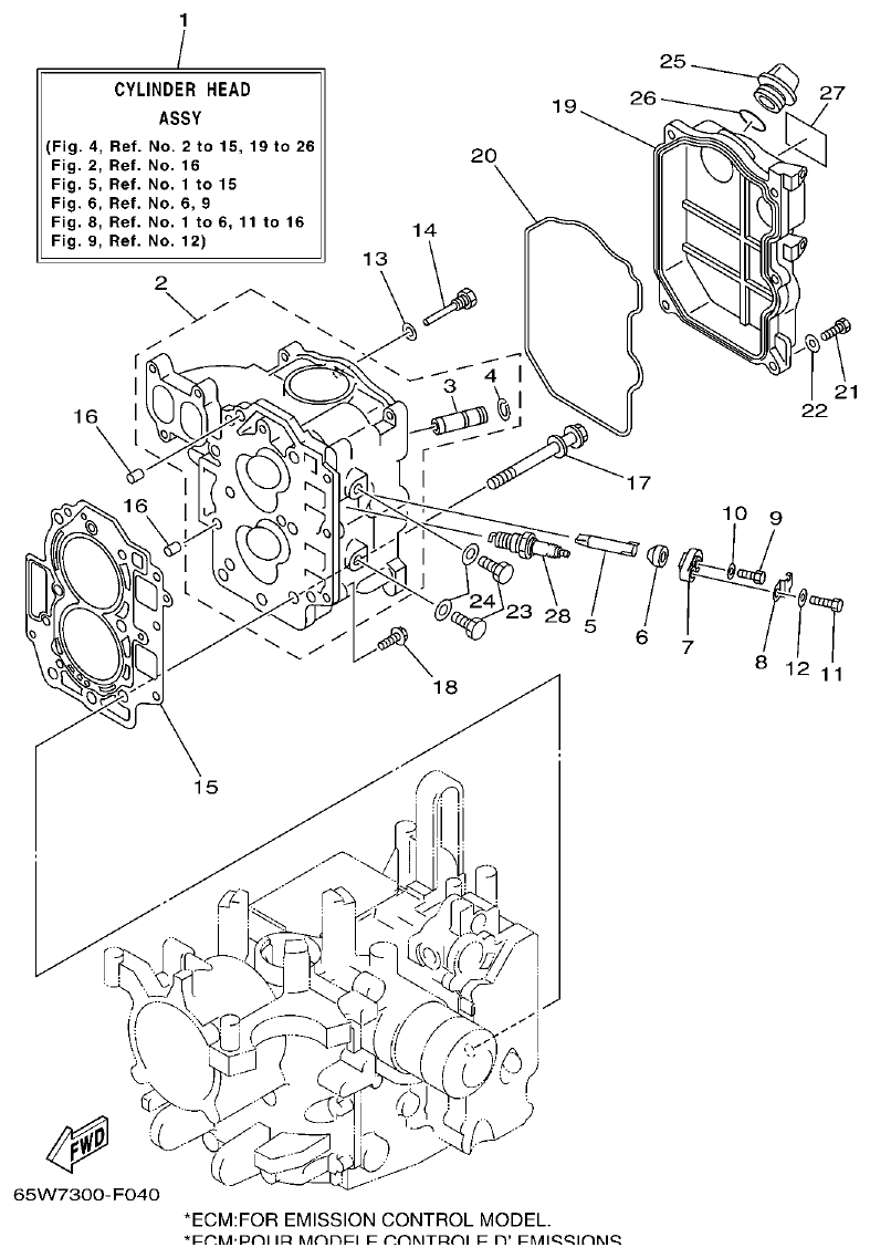 Yamaha F20A, F25A CYLINDER & CRANKCASE 2 parts diagram