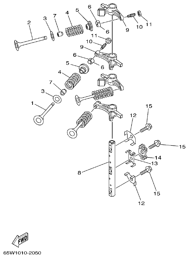 Yamaha F20A, F25A VALVE parts diagram