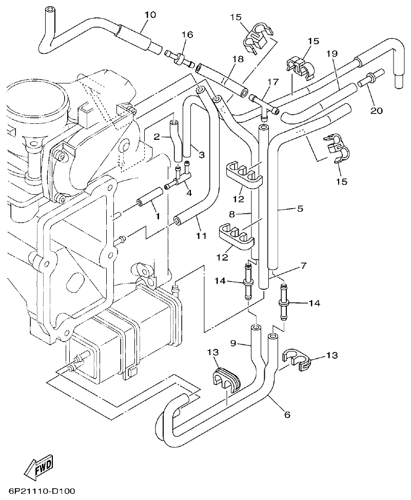 Yamaha F250AET, FL250AET, F250TR, LF250TR THROTTLE BODY ASSY 2 parts diagram