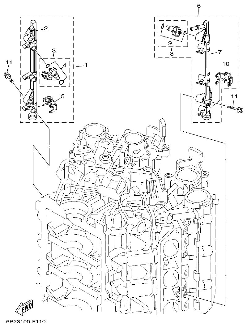 Yamaha F250AET, FL250AET, F250TR, LF250TR THROTTLE BODY ASSY 3 parts diagram