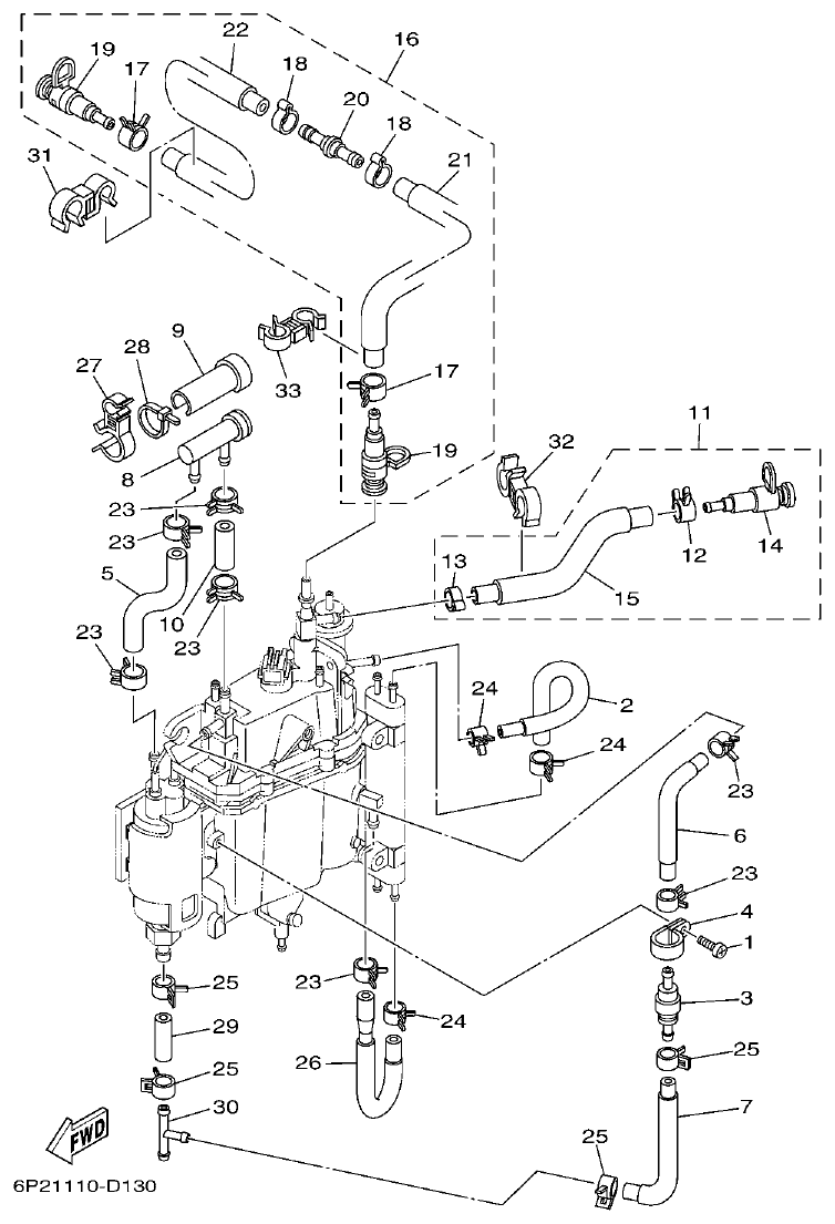 Yamaha F250AET, FL250AET, F250TR, LF250TR FUEL INJECTION PUMP 2 parts diagram