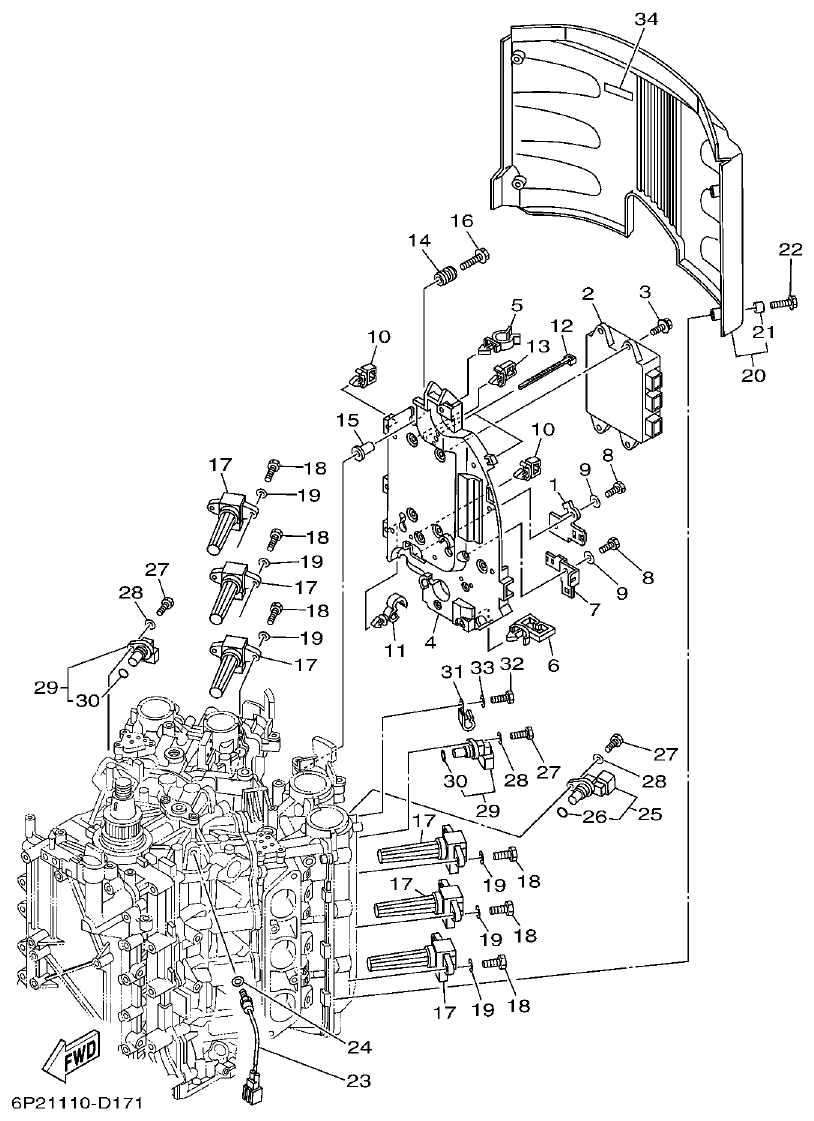 Yamaha F250AET, FL250AET, F250TR, LF250TR ELECTRICAL 1 parts diagram