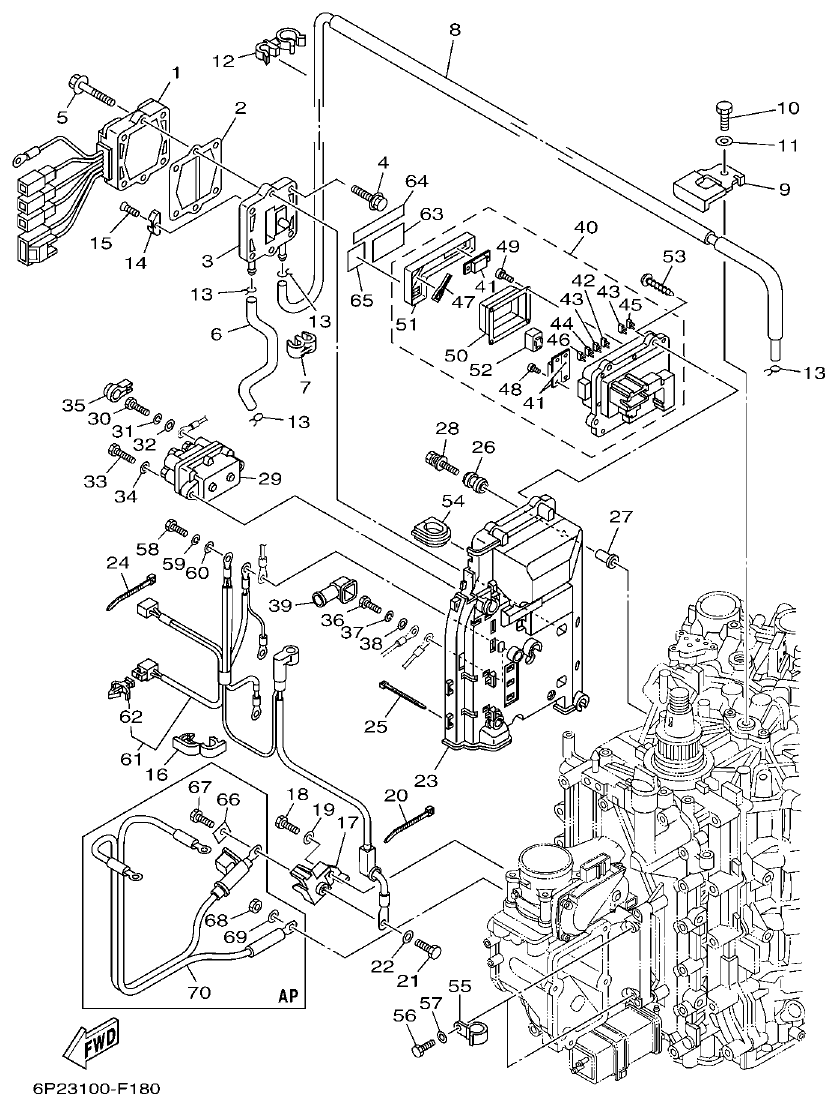 Yamaha F250AET, FL250AET, F250TR, LF250TR ELECTRICAL 2 parts diagram