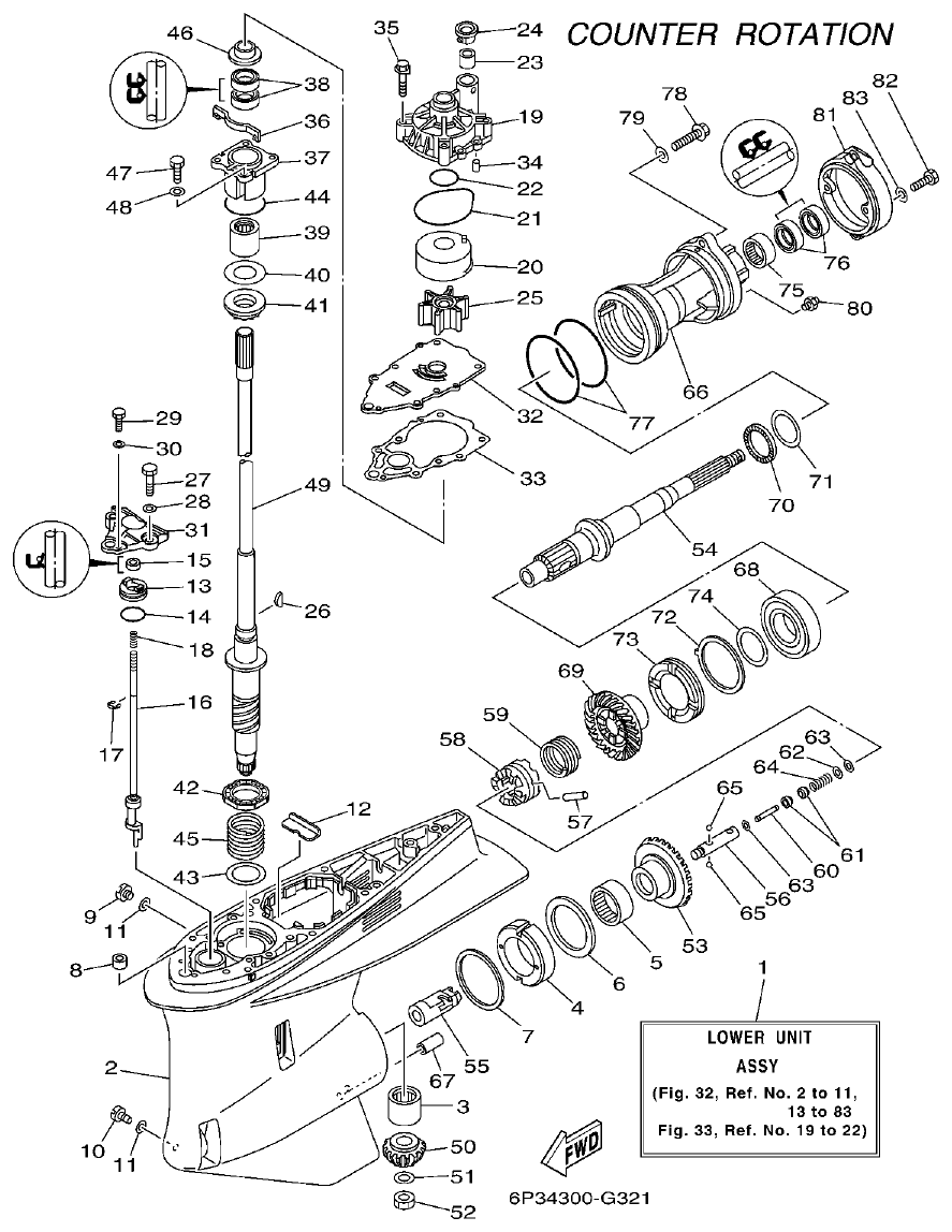 Yamaha F250AET, FL250AET, F250TR, LF250TR LOWER CASING & DRIVE 3 parts diagram