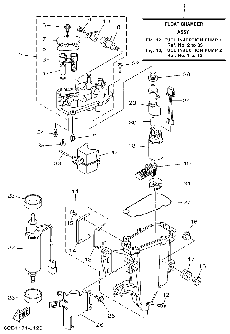 Yamaha F250DET, FL250DET FUEL INJECTION PUMP 1 parts diagram