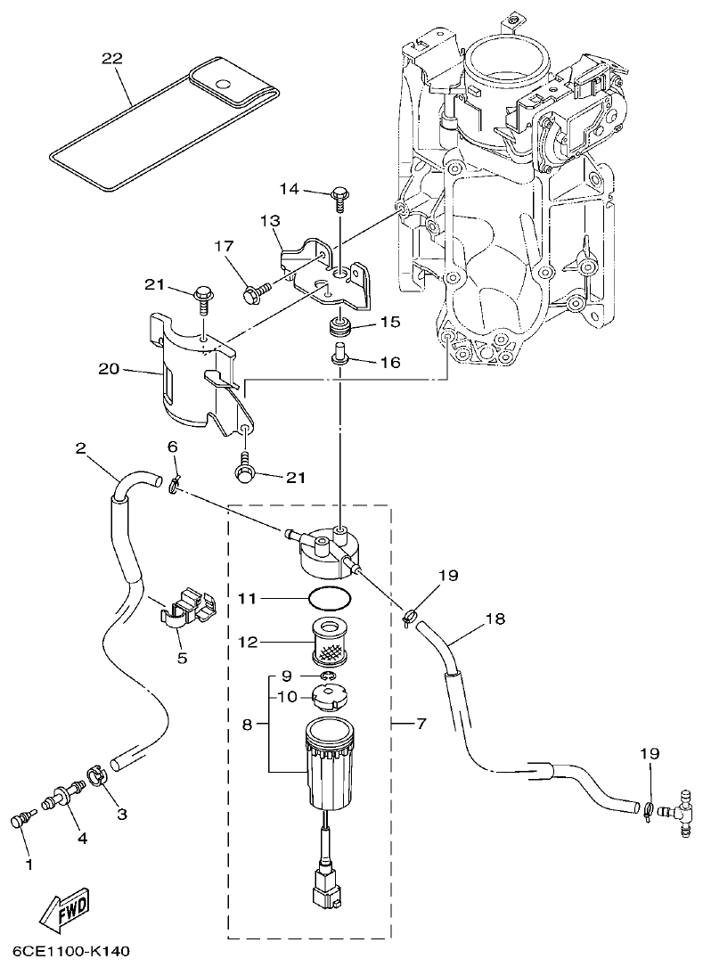 Yamaha F250DET, FL250DET FUEL 1 parts diagram