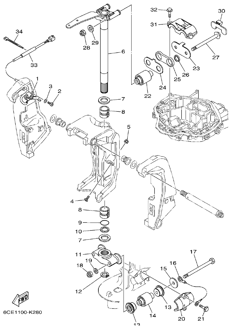 Yamaha F250DET, FL250DET BRACKET 2 parts diagram