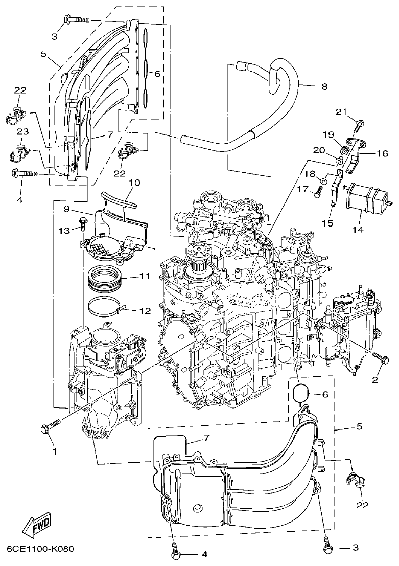 Yamaha F250DET, FL250DET INTAKE 1 parts diagram