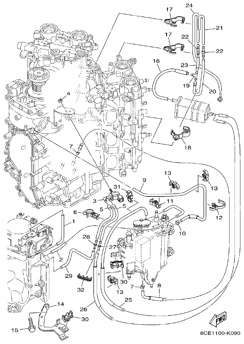 Yamaha F250DET, FL250DET INTAKE 2 parts diagram