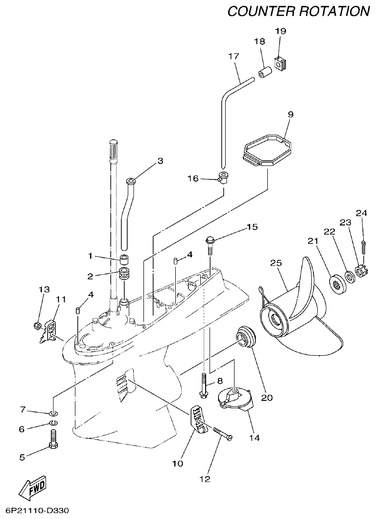 Yamaha F250GET, FL250GET LOWER CASING & DRIVE 4 parts diagram