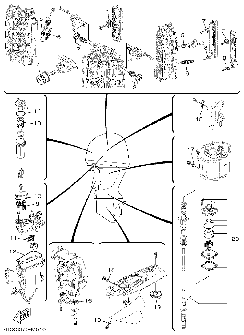 Yamaha F250GET, FL250GET SCHEDULED SERVICE PARTS parts diagram