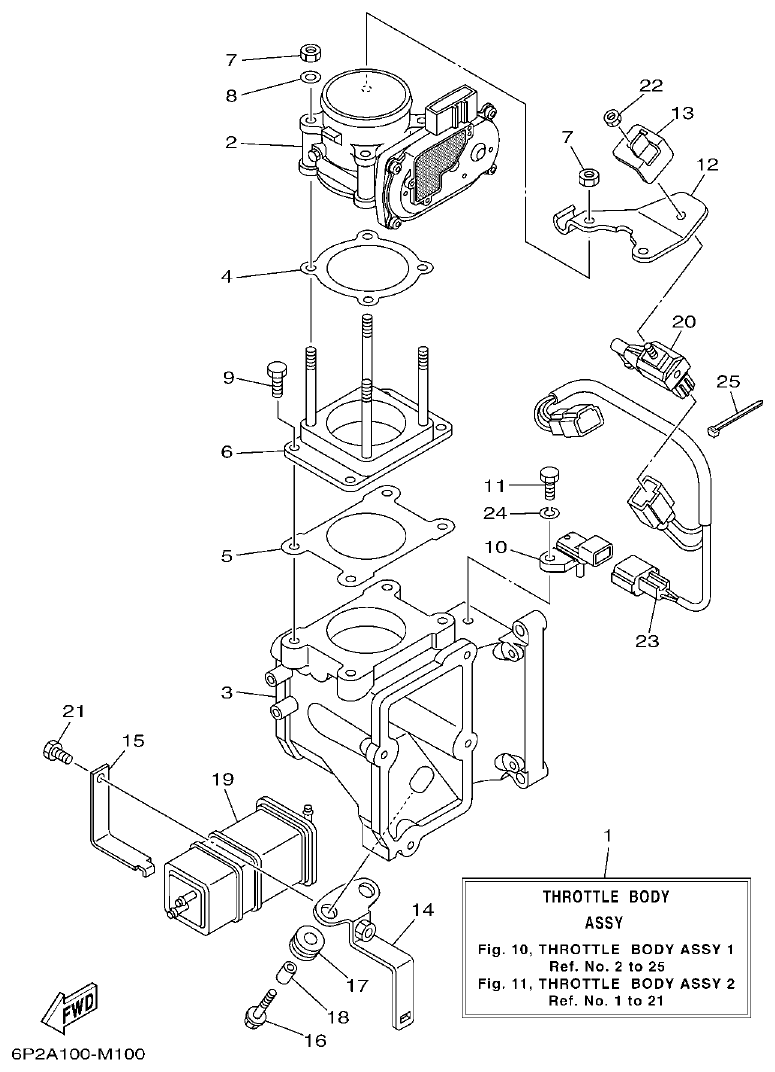 Yamaha F250GET, FL250GET THROTTLE BODY ASSY 1 parts diagram