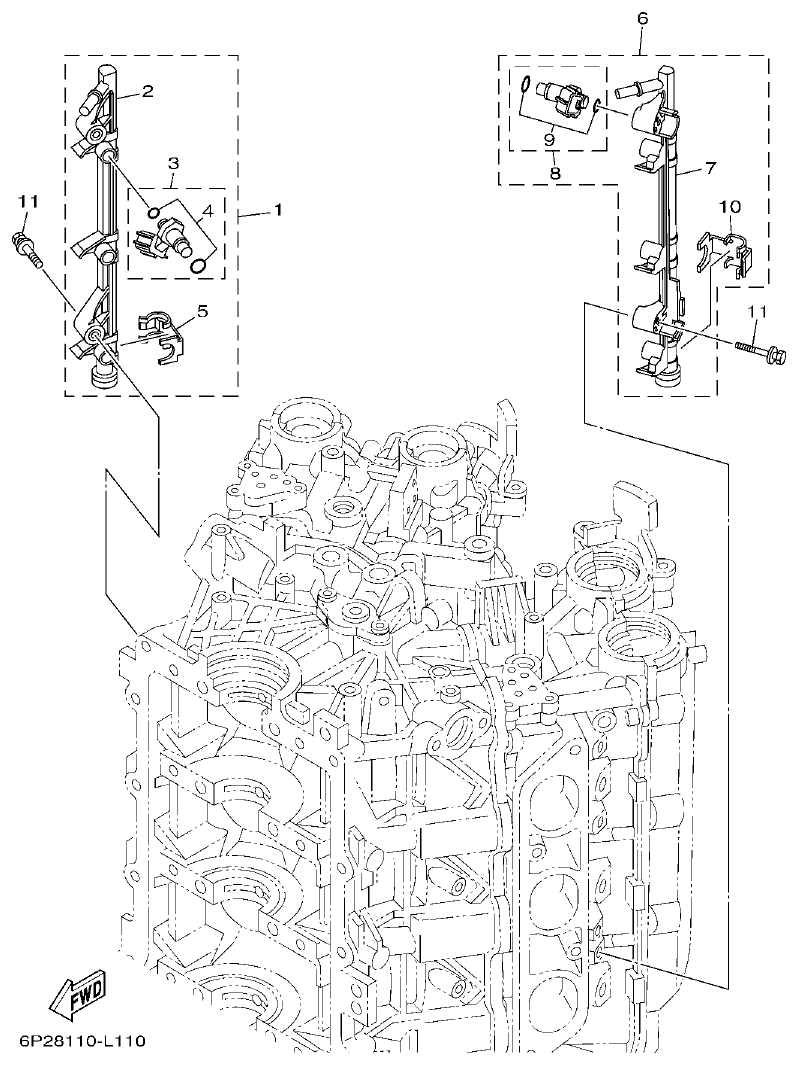 Yamaha F250GET, FL250GET THROTTLE BODY ASSY 3 parts diagram